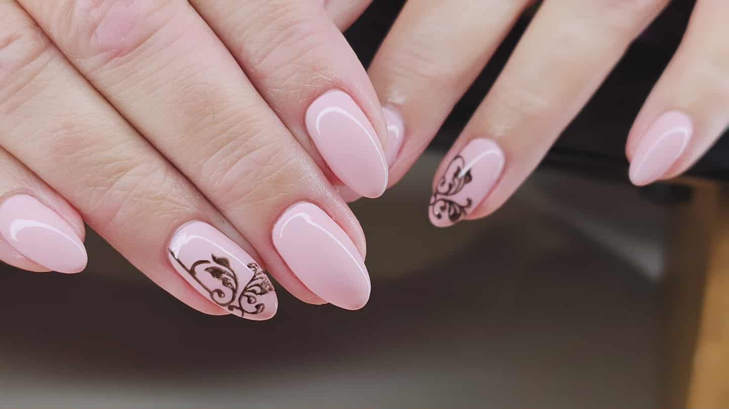 Manicure with nail art design and detailed decoration